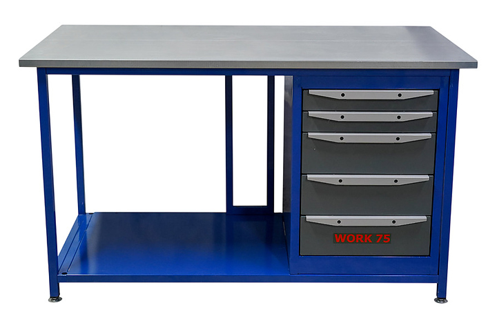 Верстак слесарный однотумбовый КМК завод WORK75 WK1200(Т5) синий, серый