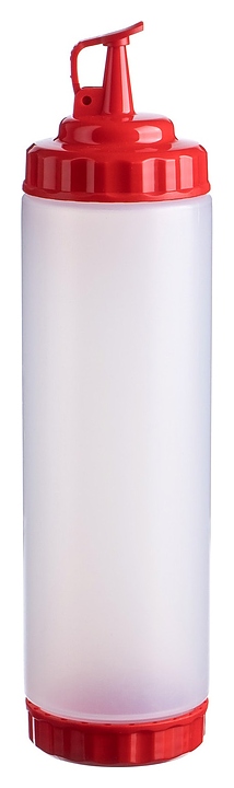 Диспенсер для соуса Gastroplast 79691 750 мл d=7 см h=27 см (пластик) прозрачный c 2 красными крышками