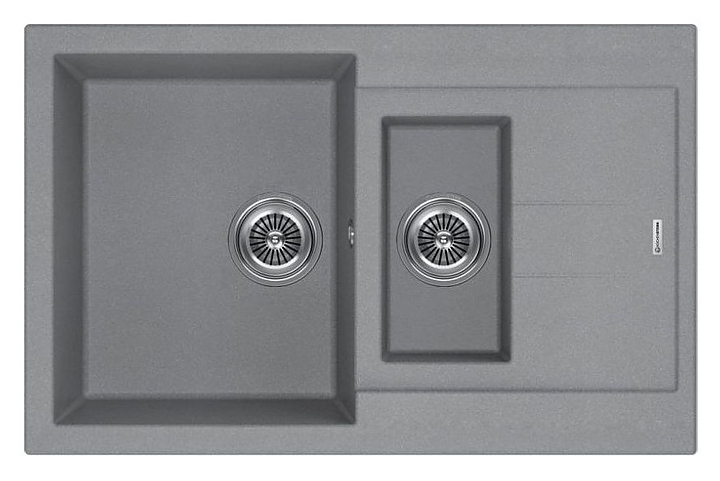 Кухонная мойка KUCHENSTERN 207TN20 PLAT 60-2 α-Granit 780х500х200 мм титан