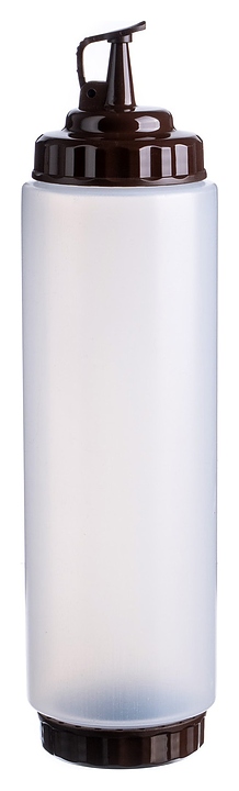 Диспенсер для соуса Gastroplast 79697 1000 мл d=7,5 см h=29,5 см (пластик) прозрачный c 2 коричневыми крышками