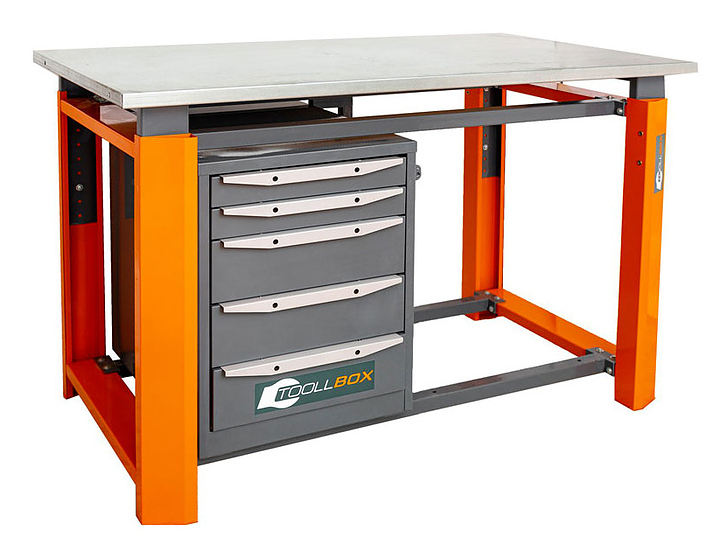 Верстак слесарный однотумбовый КМК завод TOOLLBOX Premium ТВР 1200(ТВ5) оранжевый, серый