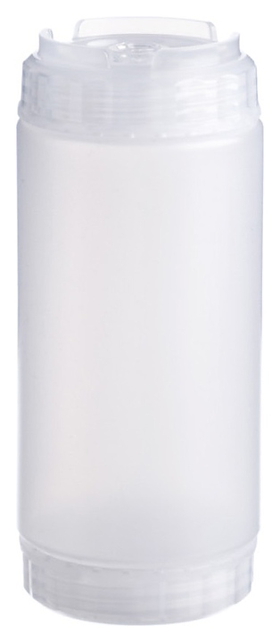 Диспенсер для соуса Gastroplast 79700 500 мл d=7 см h=16,6 см (пластик) прозрачный c силиконовым носиком и 2 прозрачными крышками