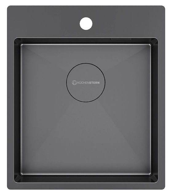 Кухонная мойка KUCHENSTERN 505GM50 WERK 45 AISI 304 440х510х200 мм вороненая сталь