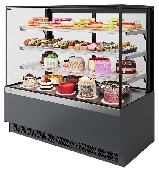 Витрина кондитерская Chilz VETE II KUB LUX 60 серый матовый, шлифованная нержавейка
