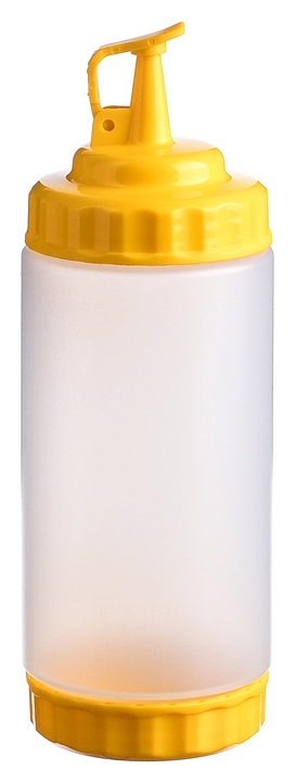 Диспенсер для соуса Gastroplast 79689 500 мл d=7 см h=20 см (пластик) прозрачный c 2 желтыми крышками