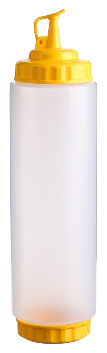 Диспенсер для соуса Gastroplast 79699 1000 мл d=7,5 см h=29,5 см (пластик) прозрачный c 2 желтыми крышками