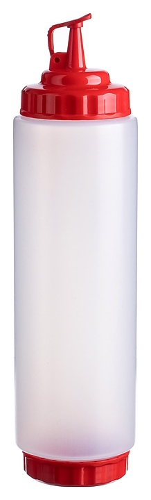 Диспенсер для соуса Gastroplast 79696 1000 мл d=7,5 см h=29,5 см (пластик) прозрачный c 2 красными крышками