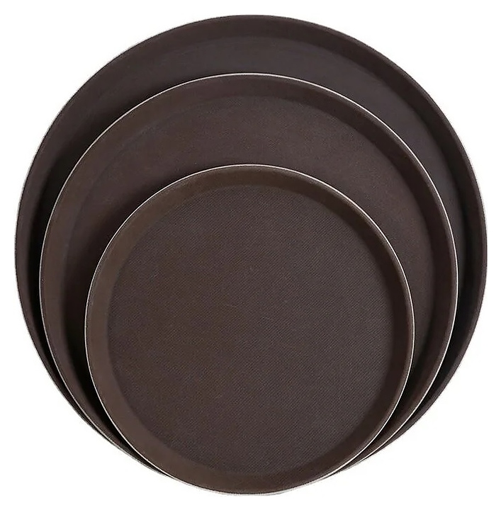 Поднос Restopit бк230 d=400 мм h=25 мм (полипропилен) прорезиненный коричневый