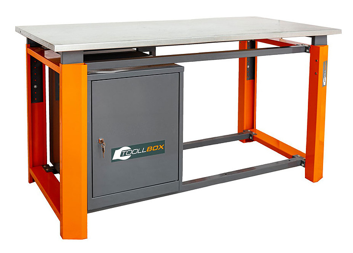 Верстак слесарный однотумбовый КМК завод TOOLLBOX Premium ТВР 1800(ТВ0) оранжевый, серый
