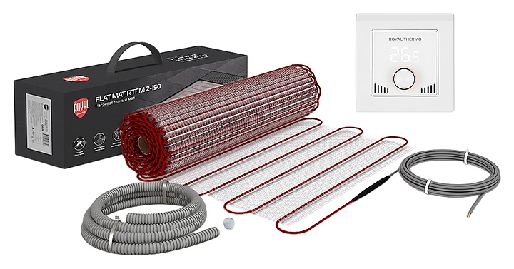 Мат нагревательный Royal Thermo Flat Mat RTFM 2-150-6 с терморегулятором RTI-16