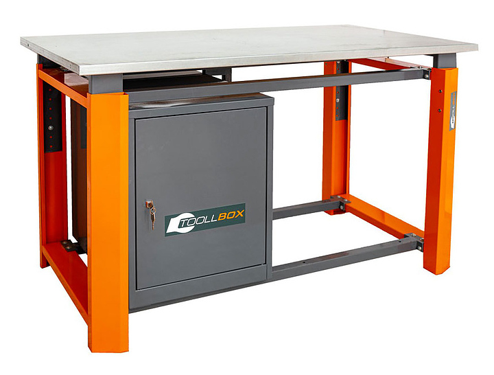 Верстак слесарный однотумбовый КМК завод TOOLLBOX Premium ТВР 1500(ТВ0) оранжевый, серый