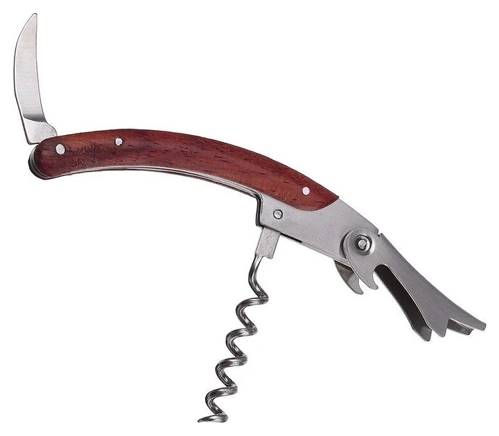 Нарзанник Restopit бк006 3 функции одноступенчатый (нерж. сталь) с деревянной ручкой