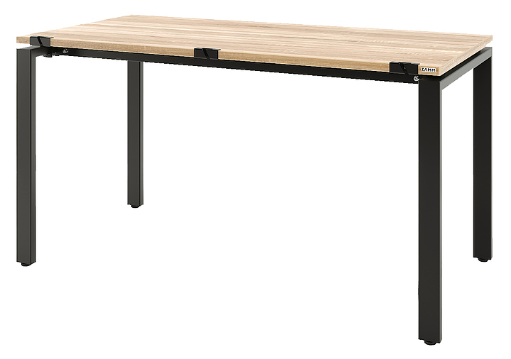 Стол офисный прямой ZAMM Формат 60х30 ТР 1600х600 с пропусками, дуб бардолино/черный муар