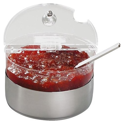 Емкость для джема охлаждаемая APS 53373 600 мл d=15 см h=11,5 см с крышкой (пластик) прозрачная на подставке (нерж. сталь)