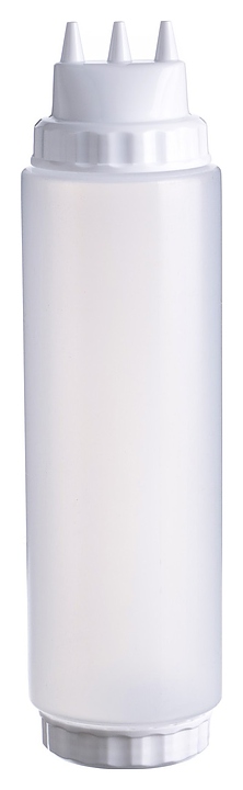 Диспенсер для соуса Gastroplast 79683 1000 мл d=7,5 см h=29 см (пластик) прозрачный c 2 белыми крышками и 3 носиками