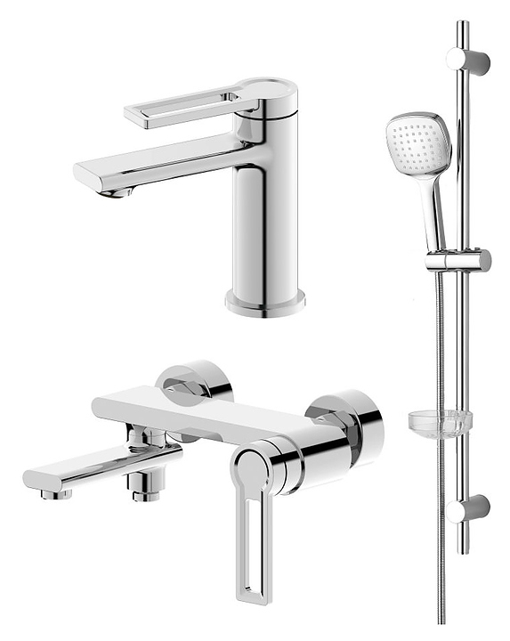 Комплект смесителей с душевым гарнитуром ORANGE Splito M36-311cr хром
