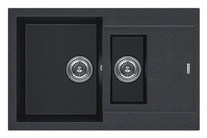 Кухонная мойка KUCHENSTERN 207BL20 PLAT 60-2 α-Granit 780х500х200 мм черный