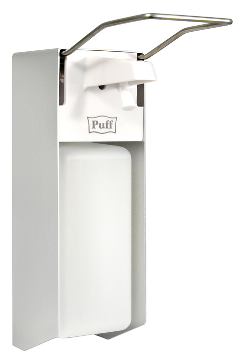 Дозатор жидкого антисептика Puff 8191 локтевой, 1 л, белый-хром