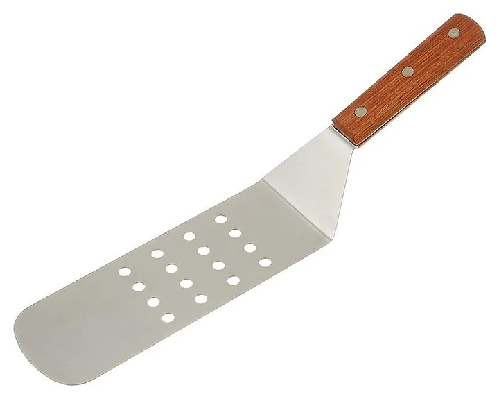 Лопатка Restopit лк08 l=36 см с перфорированной головкой 7,4х19,5 см (нерж. сталь) с деревянной рукояткой