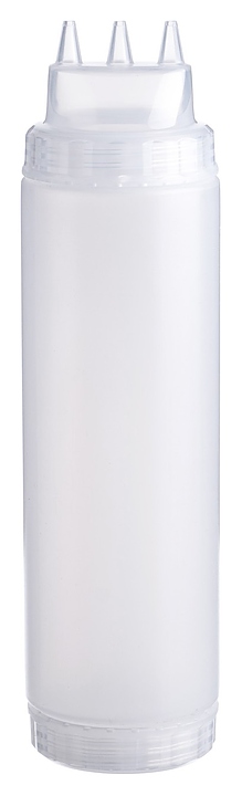 Диспенсер для соуса Gastroplast 79675 750 мл d=7 см h=27 см (пластик) прозрачный c 2 прозрачными крышками и 3 носиками