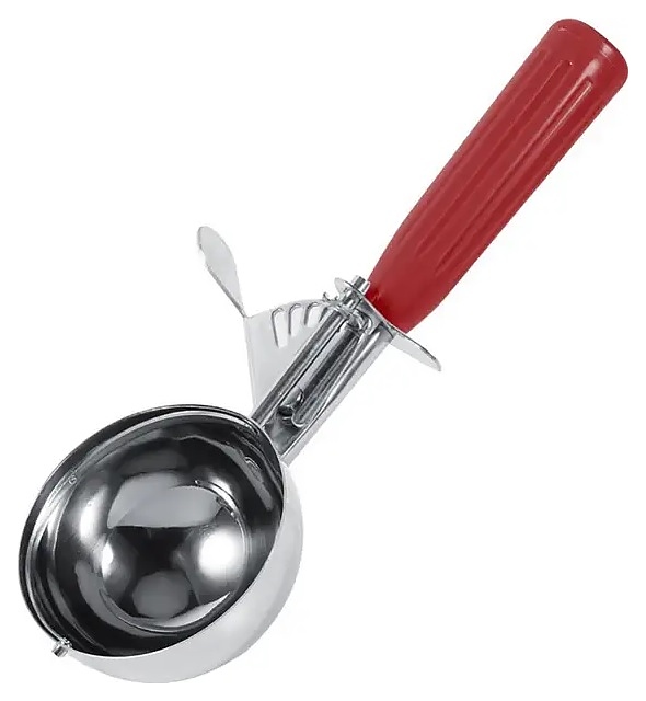 Ложка для мороженого Restopit бк194 d=4 см (нерж. сталь) с выталкивателем и красной рукояткой