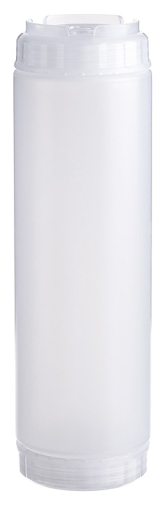 Диспенсер для соуса Gastroplast 79705 750 мл d=7 см h=23,7 см (пластик) прозрачный c силиконовым носиком и 2 прозрачными крышками