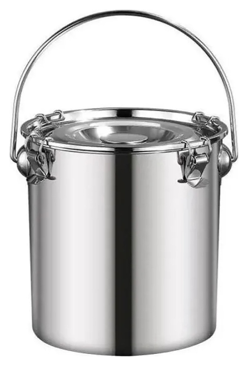 Ведро-контейнер для продуктов Restopit тр12 11,5 л d=26 см h=24,5 см с герметичной крышкой с защелками (нерж. сталь)