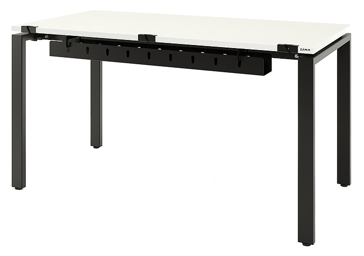 Стол офисный прямой ZAMM Формат 60х30 ТР 1600х700 с пропусками и кабель-каналом, белый/черный