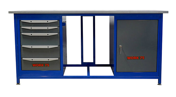 Верстак слесарный двухтумбовый КМК завод WORK75 WK1800(Т0-Т5) синий, серый