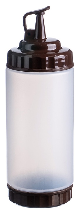 Диспенсер для соуса Gastroplast 79687 500 мл d=7 см h=20 см (пластик) прозрачный c 2 коричневыми крышками