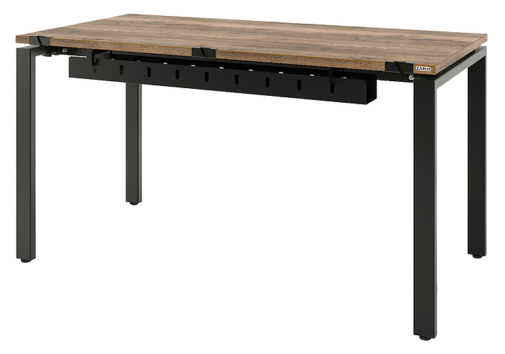 Стол офисный прямой ZAMM Формат 60х30 ТР 1000х800 с пропусками и кабель-каналом, дуб галифакс олово/черный
