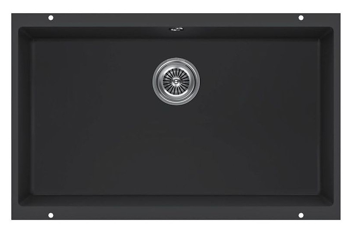Кухонная мойка KUCHENSTERN 103BL10 UNDER 80 Ku-Granit 730х460х190 мм черный