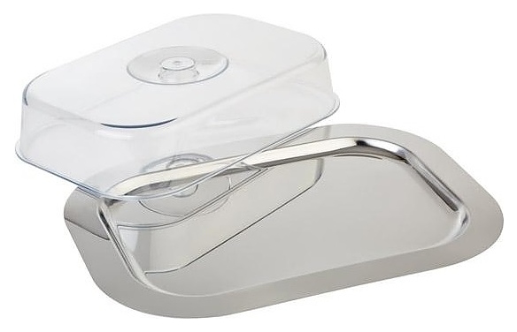 Поднос для подачи APS 76469 42х31 см (нерж. сталь) с крышкой (полистирол)