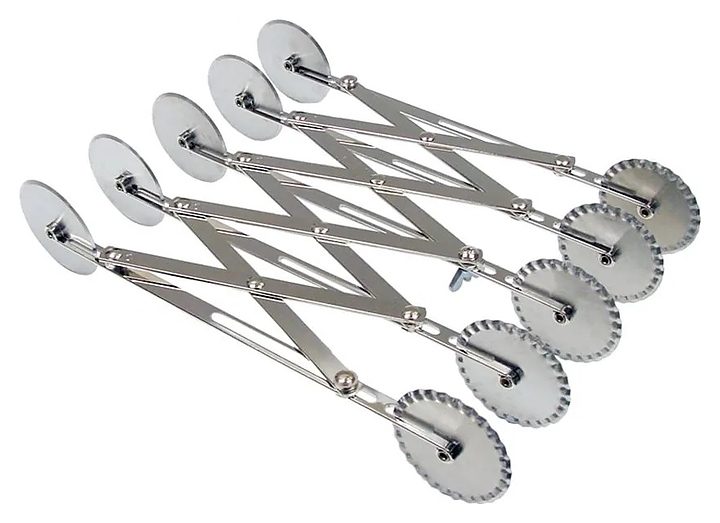 Нож роликовый для теста раздвижной Restopit рп39 d=5,5 см 5 гладких / 5 зубчатых лезвий (нерж. сталь)