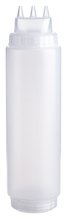 Диспенсер для соуса Gastroplast 79680 1000 мл d=7,5 см h=29 см (пластик) прозрачный c 2 прозрачными крышками и 3 носиками