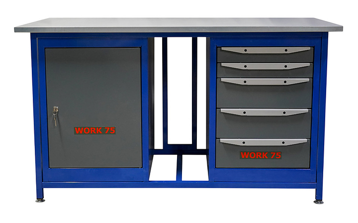 Верстак слесарный двухтумбовый КМК завод WORK75 WK1500(Т0-Т5) синий, серый