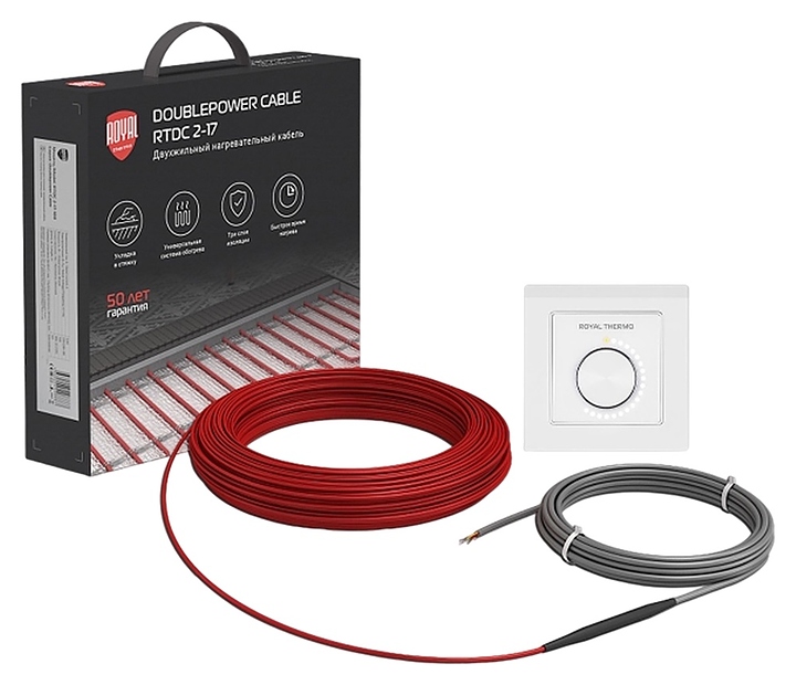 Кабель нагревательный Royal Thermo RTDC 2-17-1500 с терморегулятором RTO-16