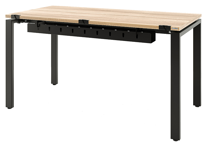 Стол офисный прямой ZAMM Формат 60х30 ТР 1000х700 с пропусками и кабель-каналом, дуб бардолино/черный муар