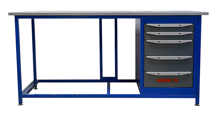 Верстак слесарный однотумбовый КМК завод WORK75 WK1800(Т5) синий, серый