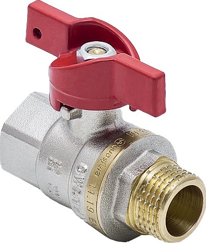 007-7387, ДУ 15, PN 4 МПа, 1/2"ВР - 1/2"НР, 1004-01 EURO полнопроходной латунный с бабочкой