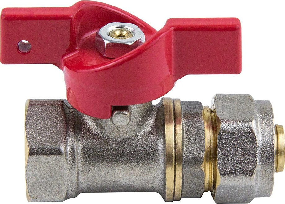 027-8781, PN 1, 6 МПа, 3/4"ВР - ДУ 20 обжим, 1016-03 EURO неполнопроходной латунный с бабочкой