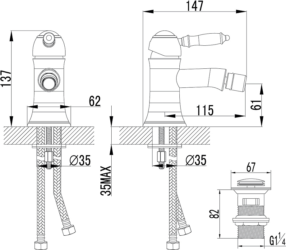 Villa LM4808B с донным клапаном, бронза