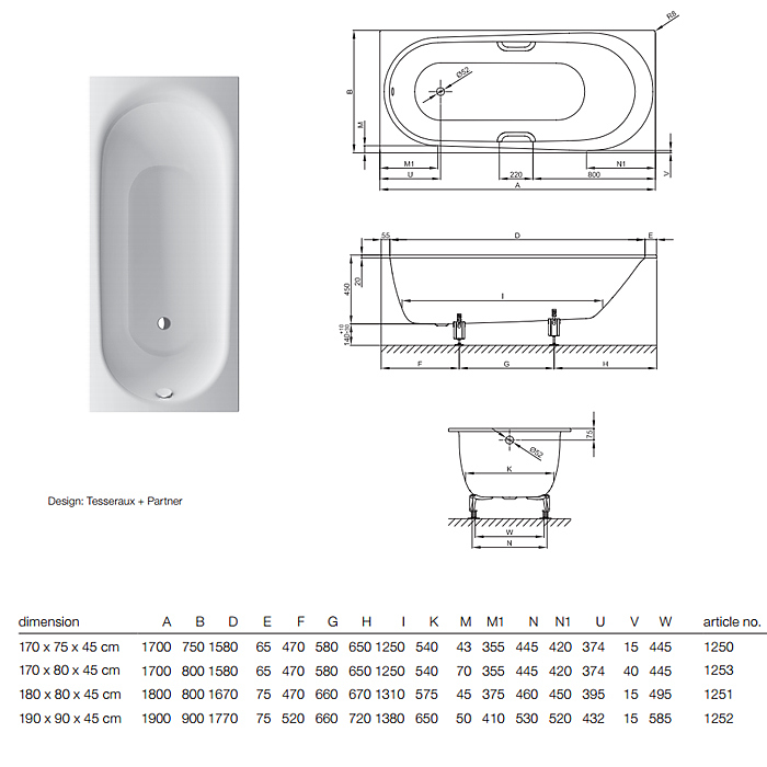 Comodo 1253-035 170x80 см, сталь