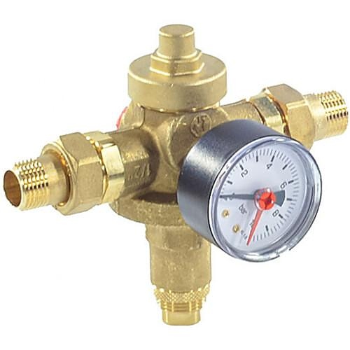 мембранный латунь R153MK Ду 20 Ру25 3/4" НР/"американка&qu ot; Рн = 1, 5 - 7бар с манометром