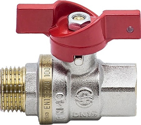 007-7389, ДУ 25, PN 2, 5 МПа, 1"ВР - 1"НР, 1004-03 EURO полнопроходной латунный с бабочкой