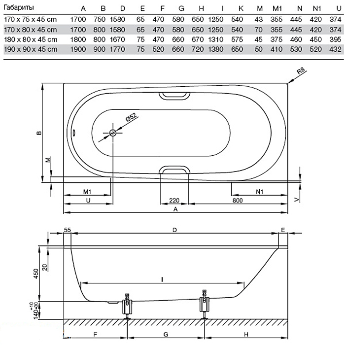 Comodo 1252-035 180x80 см, сталь