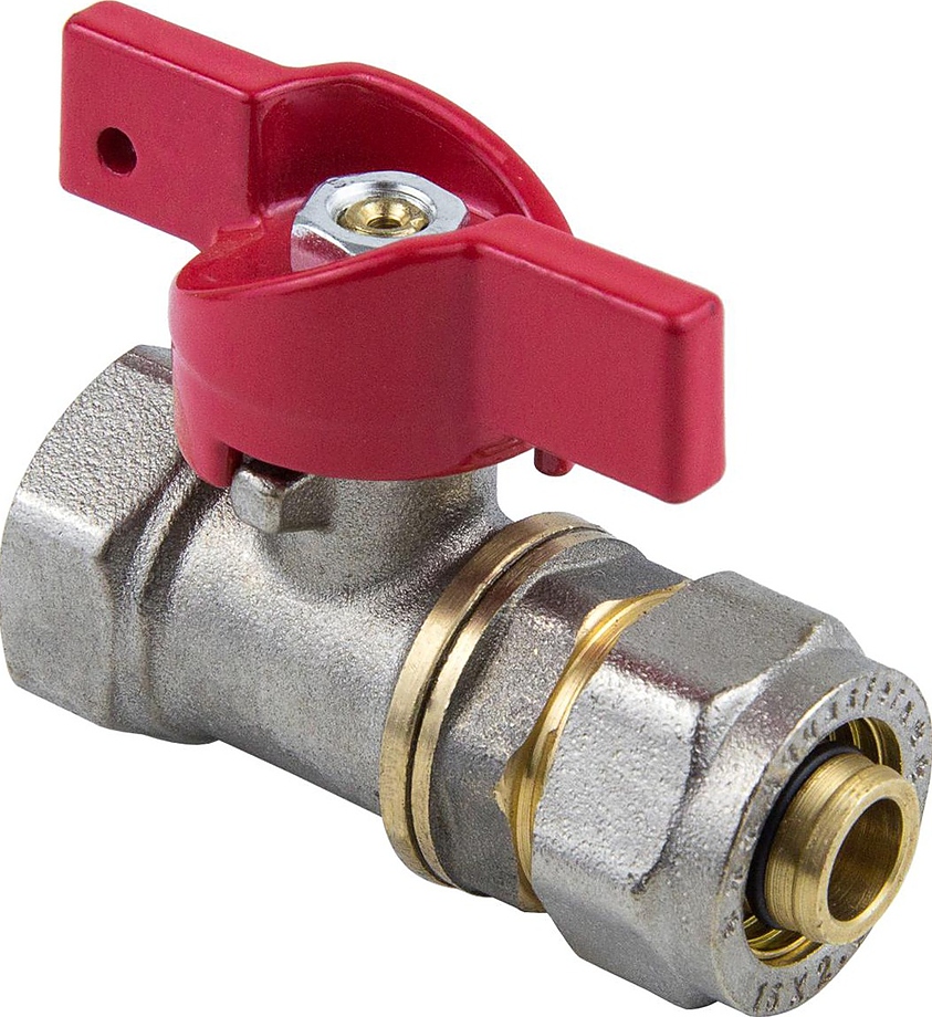 027-8780, PN 1, 6 МПа, 1/2"ВР - ДУ 20 обжим, 1016-02 EURO неполнопроходной латунный с бабочкой