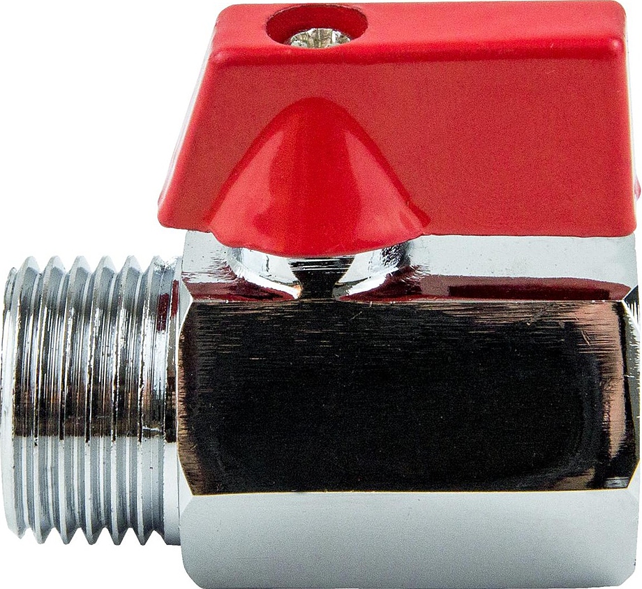 007-7411, ДУ 10, PN 1 МПа, 1/2"ВР - 1/2"НР, 1032-01 МИНИ неполнопроходной латунный с красным флажком