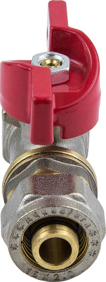 027-8779, PN 1, 6 МПа, 1/2"ВР - ДУ 16 обжим, 1016-01 EURO неполнопроходной латунный с бабочкой