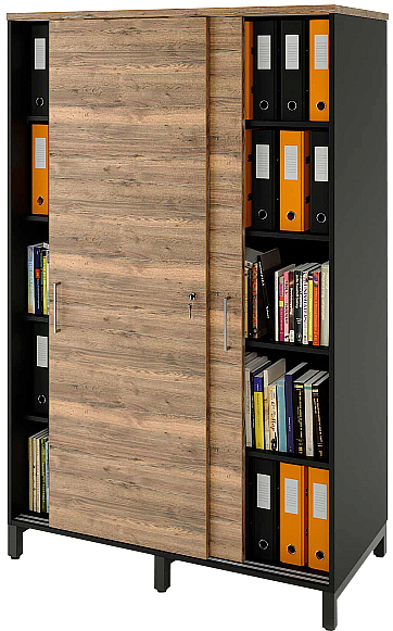 Локер ZAMM 5 полок МК 600 120х60х190 см фасад дуб Галифакс олово, корпус черный